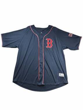 Boston Red Sox Dynasty MLB Button Front Jersey Men’s 2XL Navy Blue Baseball